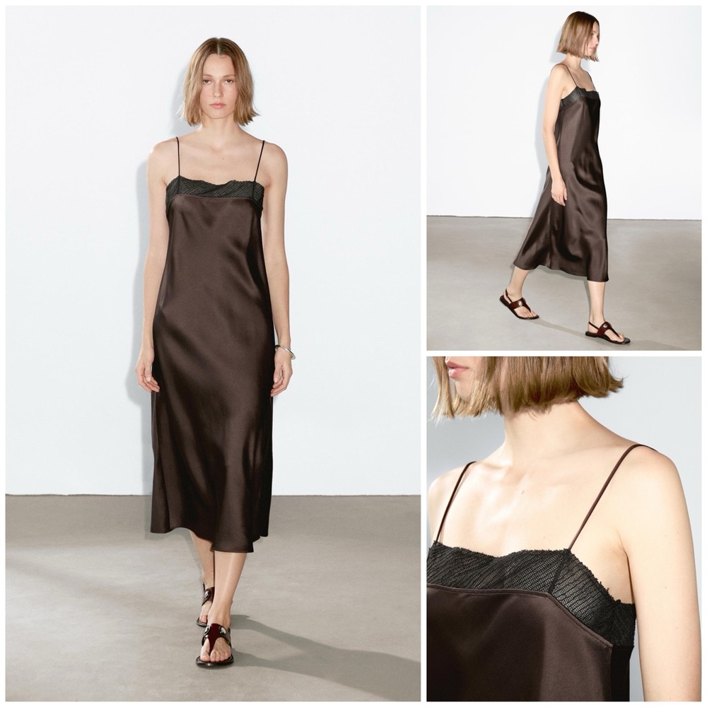 MASSIMO DUTTI ~ FLOWY LACE MIDI DRESS